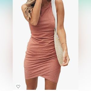 BTFBM Women Summer Sleeveless Tank Dresses Crew Neck Slim Fit Short Casual